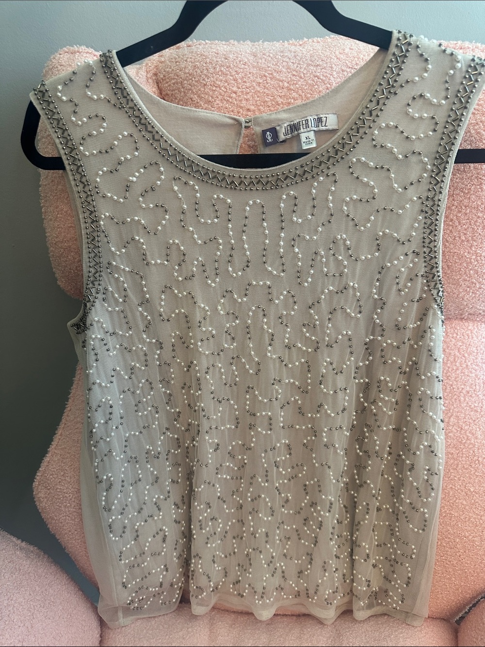 Jennifer Lopez Beaded Cream Tank Top